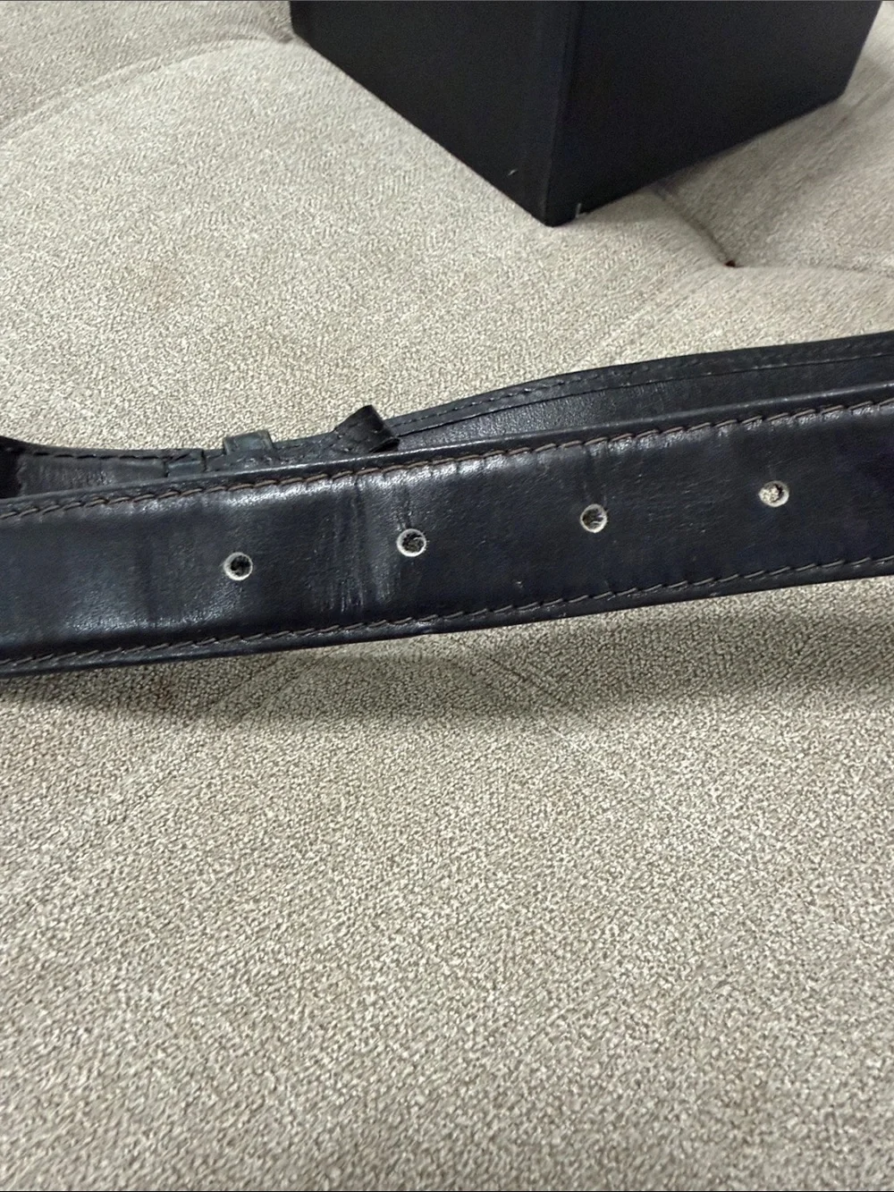 Celine Black Leather Belt with Gold Horse-and-Carriage Buckle